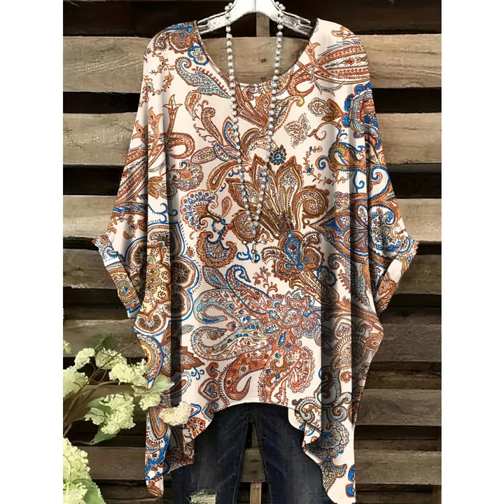 Hope | Women's Floral Crew Neck Short Sleeve Bohemian Tunic