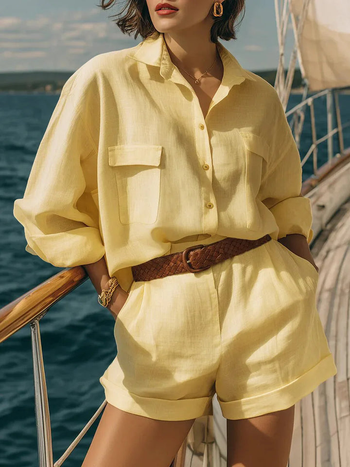 Bailey | Women's Linen Shirt Shorts Set