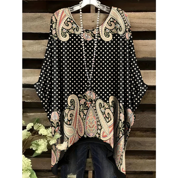 Hope | Women's Floral Crew Neck Short Sleeve Bohemian Tunic
