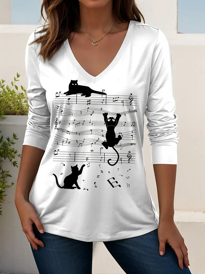 Madeline | Women's V Neck Long Sleeve Casual T Shirt