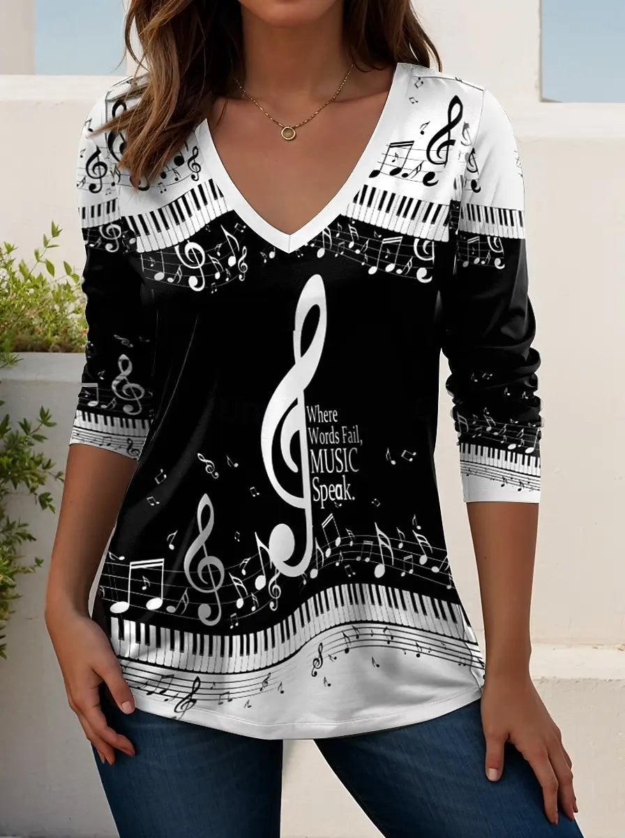 Madeline | Women's V Neck Long Sleeve Casual T Shirt