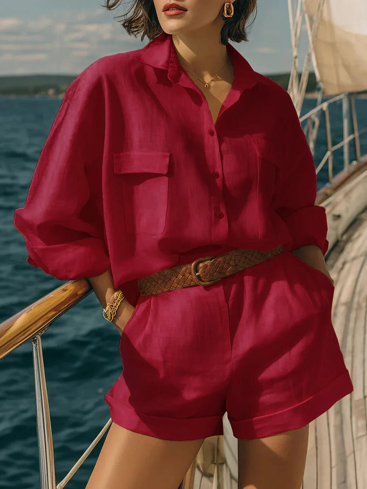 Bailey | Women's Linen Shirt Shorts Set