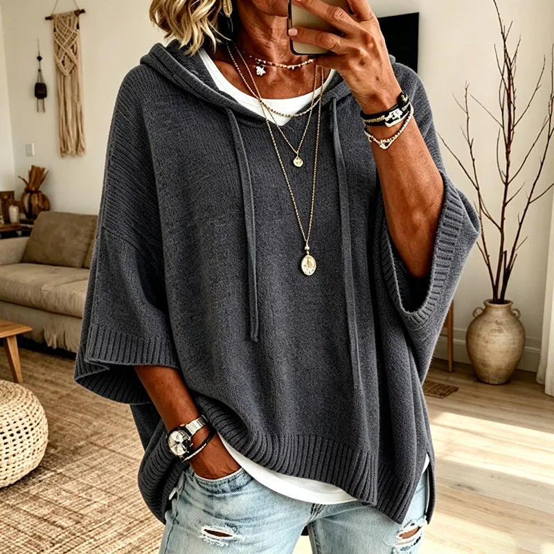 Isabel | Women's Oversized Hooded Casual Drawstring Knit Sweater