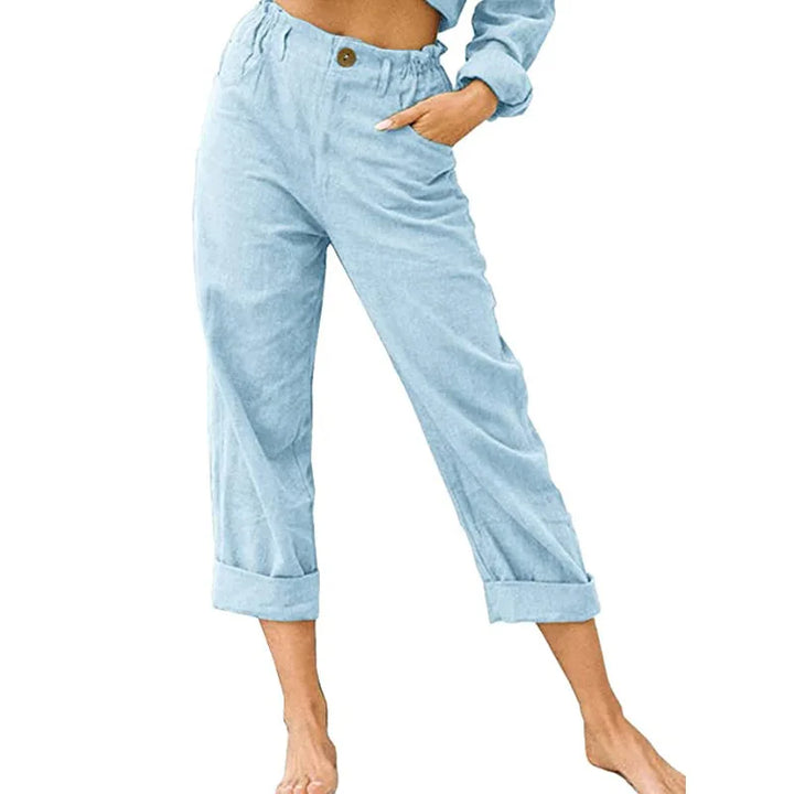 Stylish Linen Trousers for Women with Plus Size Flowy Casual Style