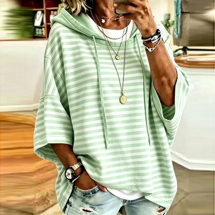 Effortless Striped Hooded Pullover