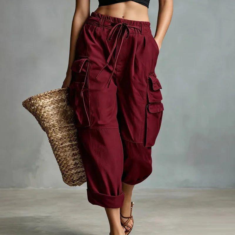 Stylish Wide Leg Cargo Pants for Women with Plus Size Flowy Style