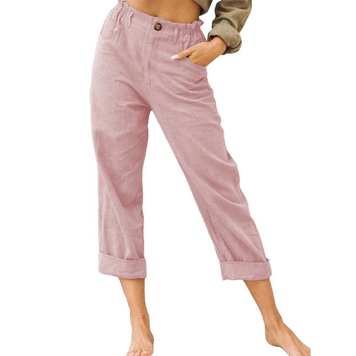 Stylish Linen Trousers for Women with Plus Size Flowy Casual Style