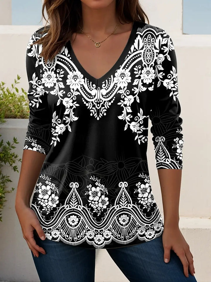 Madeline | Women's V Neck Long Sleeve Casual T Shirt