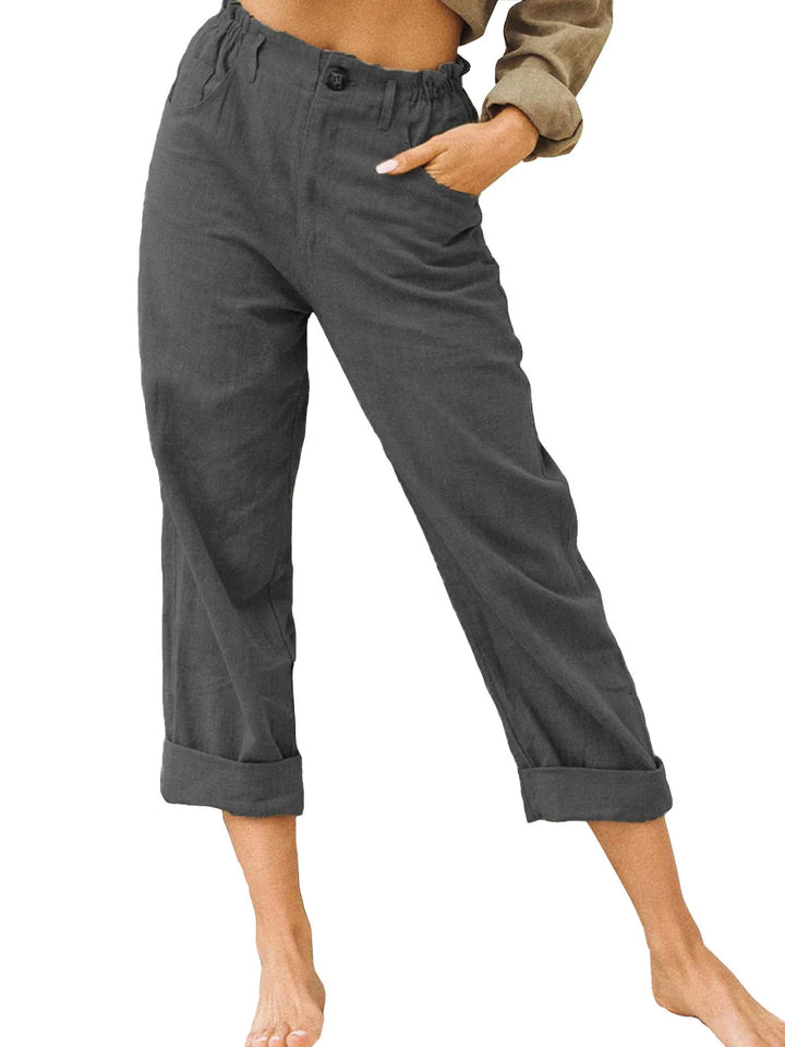 Stylish Linen Trousers for Women with Plus Size Flowy Casual Style