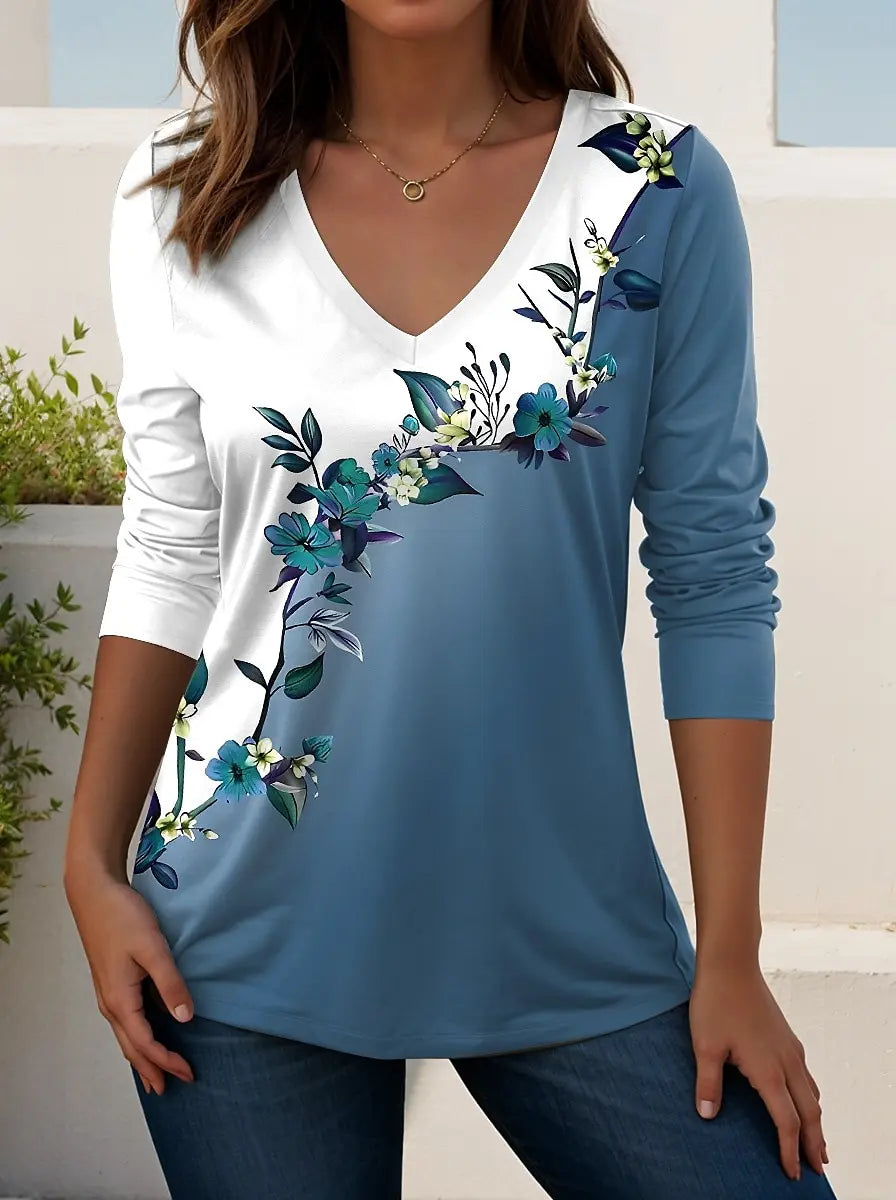 Madeline | Women's V Neck Long Sleeve Casual T Shirt