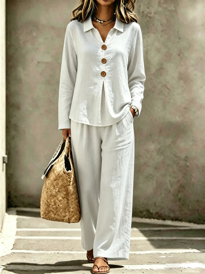 Elisa | Women's Button Front Office Two Piece Pockets Set