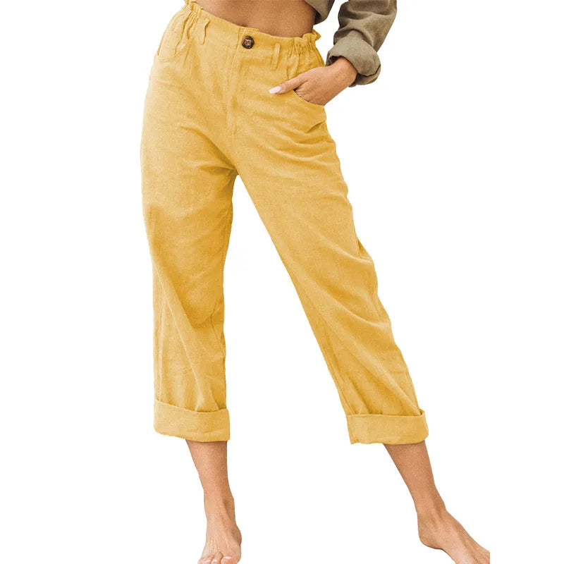 Stylish Linen Trousers for Women with Plus Size Flowy Casual Style