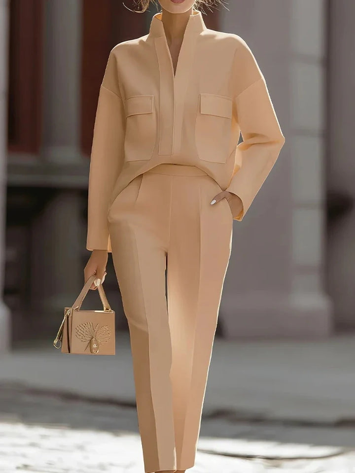 Reed | Women's Button Front Office Two Piece Pockets Set