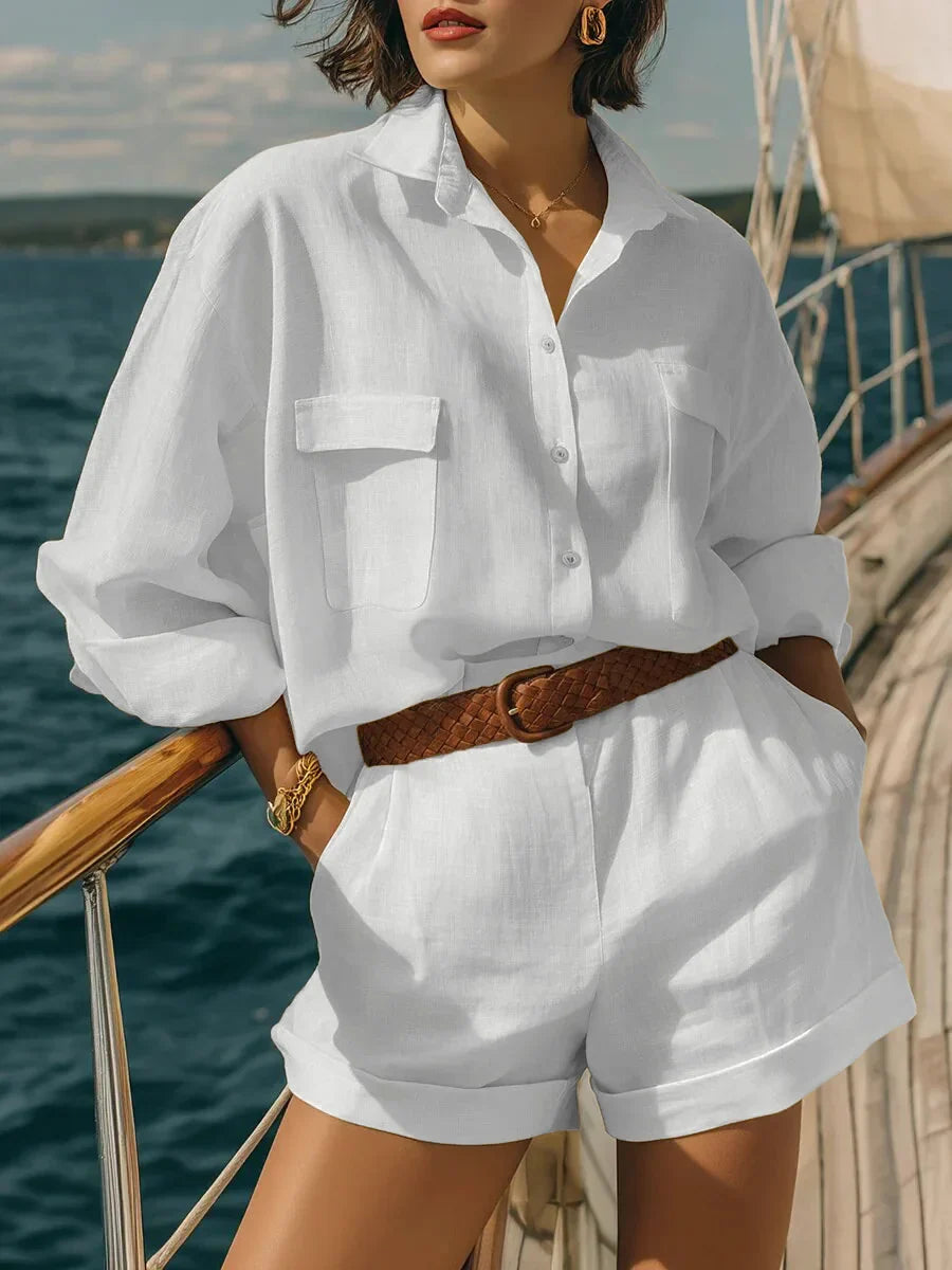 Bailey | Women's Linen Shirt Shorts Set