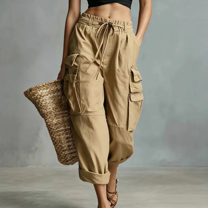 Stylish Wide Leg Cargo Pants for Women with Plus Size Flowy Style