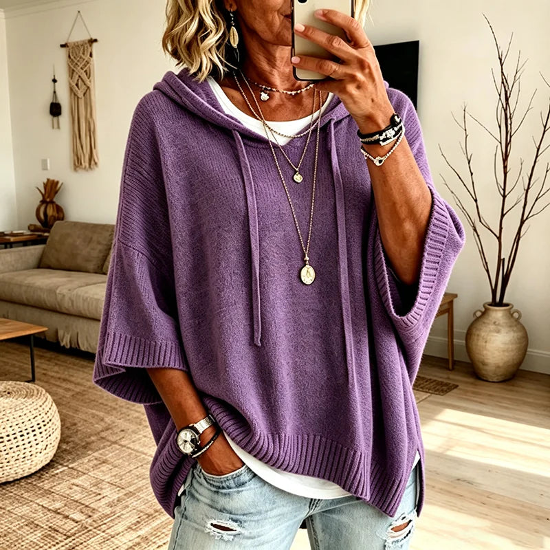 Isabel | Women's Oversized Hooded Casual Drawstring Knit Sweater