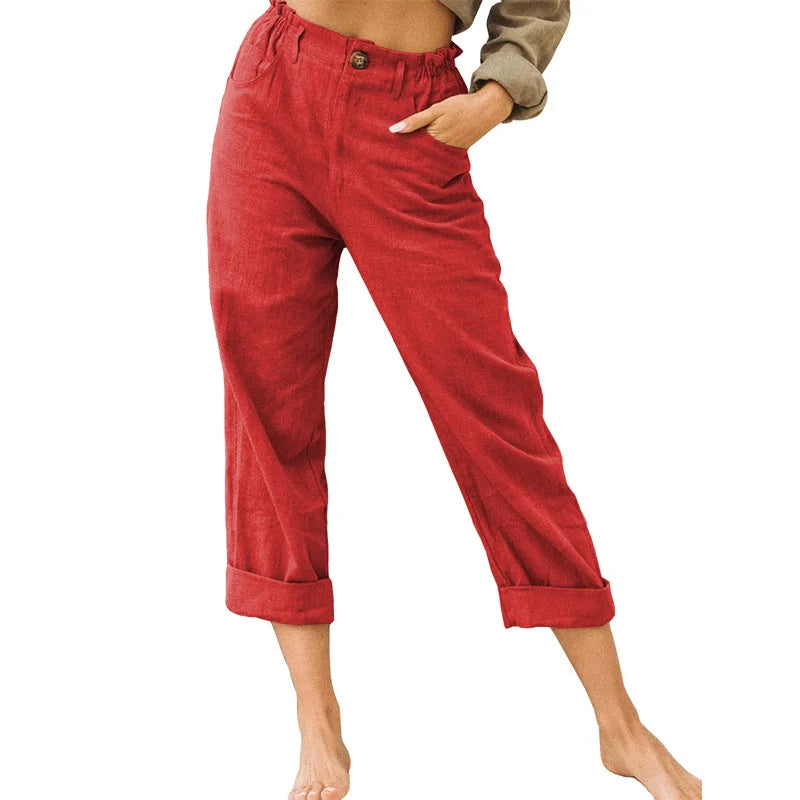 Stylish Linen Trousers for Women with Plus Size Flowy Casual Style