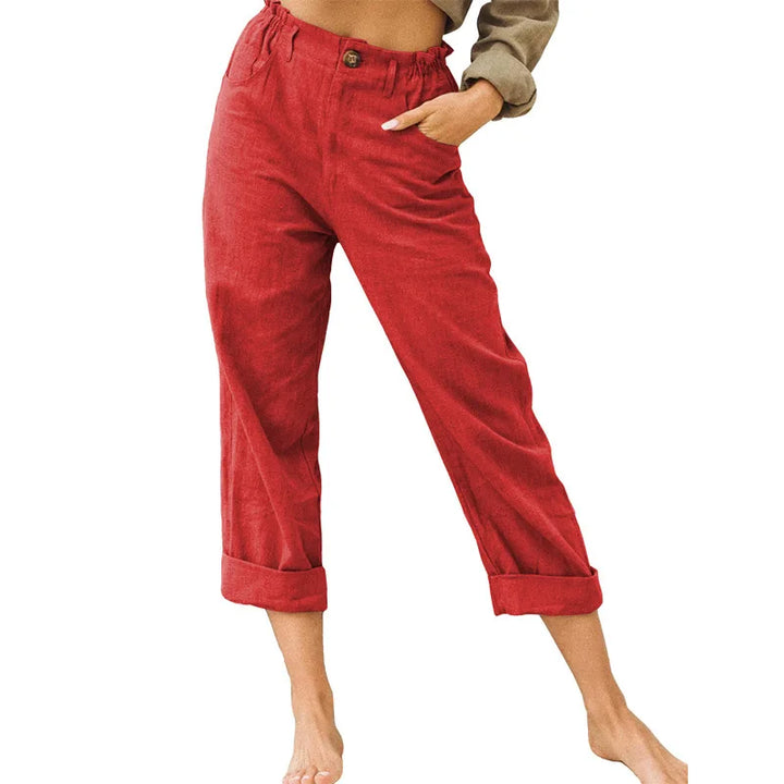Stylish Linen Trousers for Women with Plus Size Flowy Casual Style