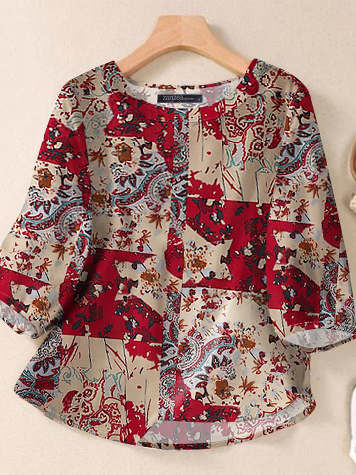 Juniper | Women's Floral Elbow Sleeve Cotton Bohemian Blouse