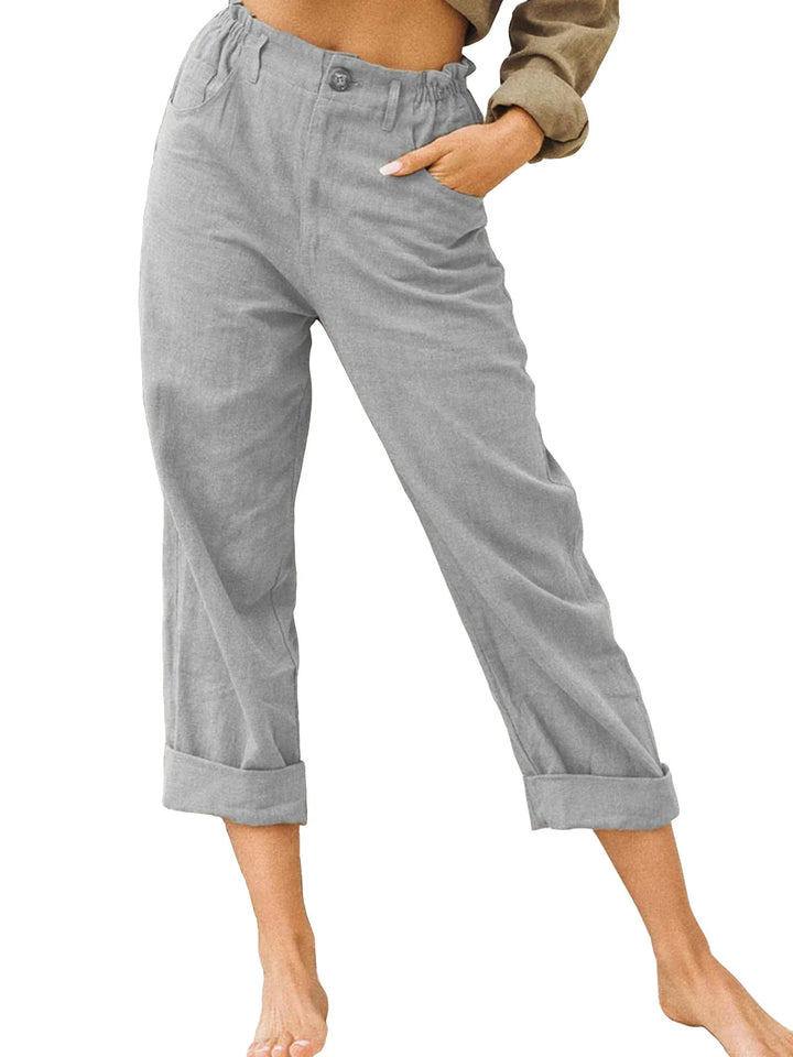 Stylish Linen Trousers for Women with Plus Size Flowy Casual Style
