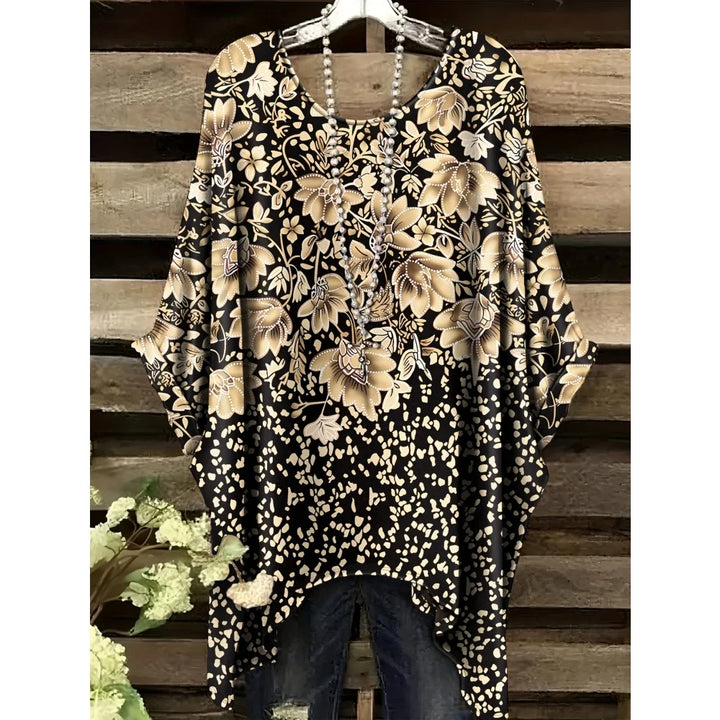 Hope | Women's Floral Crew Neck Short Sleeve Bohemian Tunic