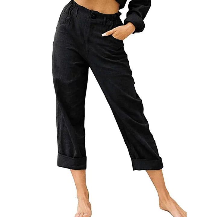 Stylish Linen Trousers for Women with Plus Size Flowy Casual Style