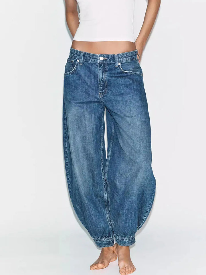 Stylish Blue Denim Baggy Jeans for Women with Balloon Leg Plus Size Flowy Oversized Casual Style