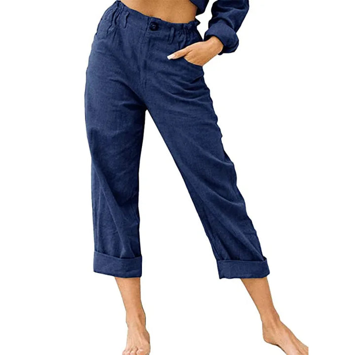 Stylish Linen Trousers for Women with Plus Size Flowy Casual Style