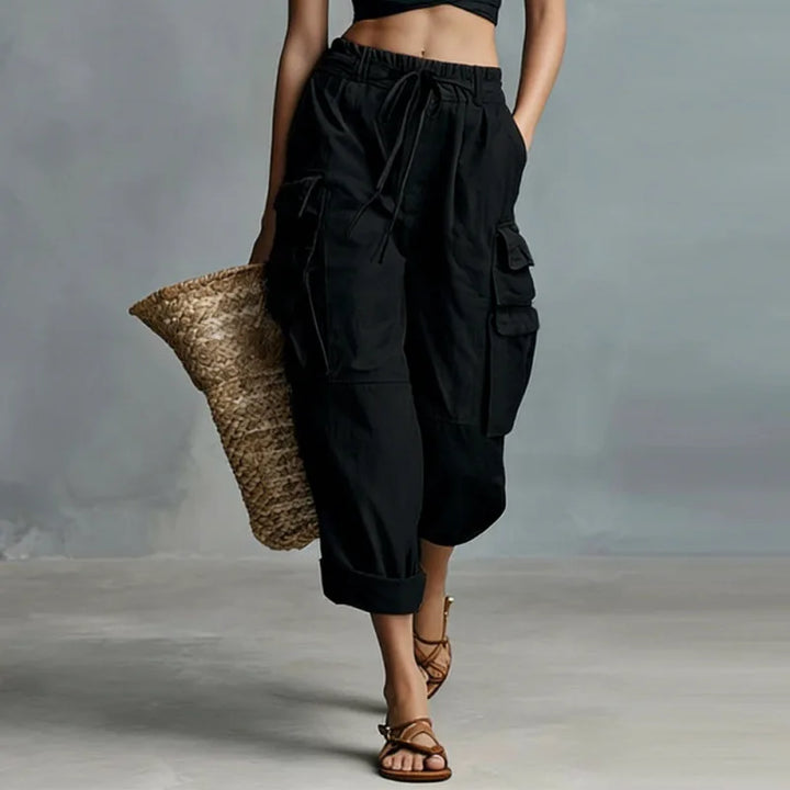 Stylish Wide Leg Cargo Pants for Women with Plus Size Flowy Style