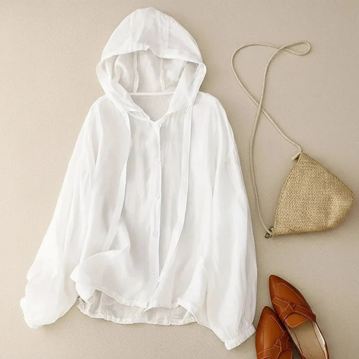 Arabella | Women's Linen Button Front Casual Knit Hooded Cardigan