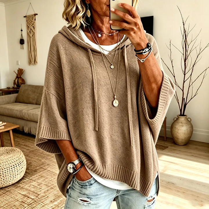 Isabel | Women's Oversized Hooded Casual Drawstring Knit Sweater
