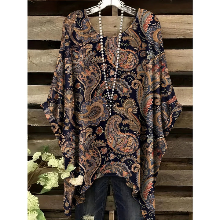 Hope | Women's Floral Crew Neck Short Sleeve Bohemian Tunic