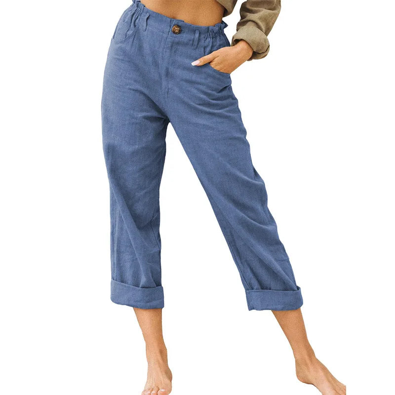 Stylish Linen Trousers for Women with Plus Size Flowy Casual Style