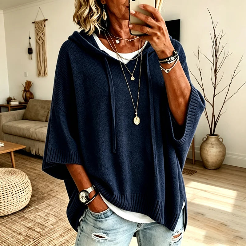 Isabel | Women's Oversized Hooded Casual Drawstring Knit Sweater