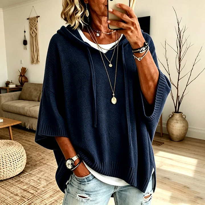 Isabel | Women's Oversized Hooded Casual Drawstring Knit Sweater