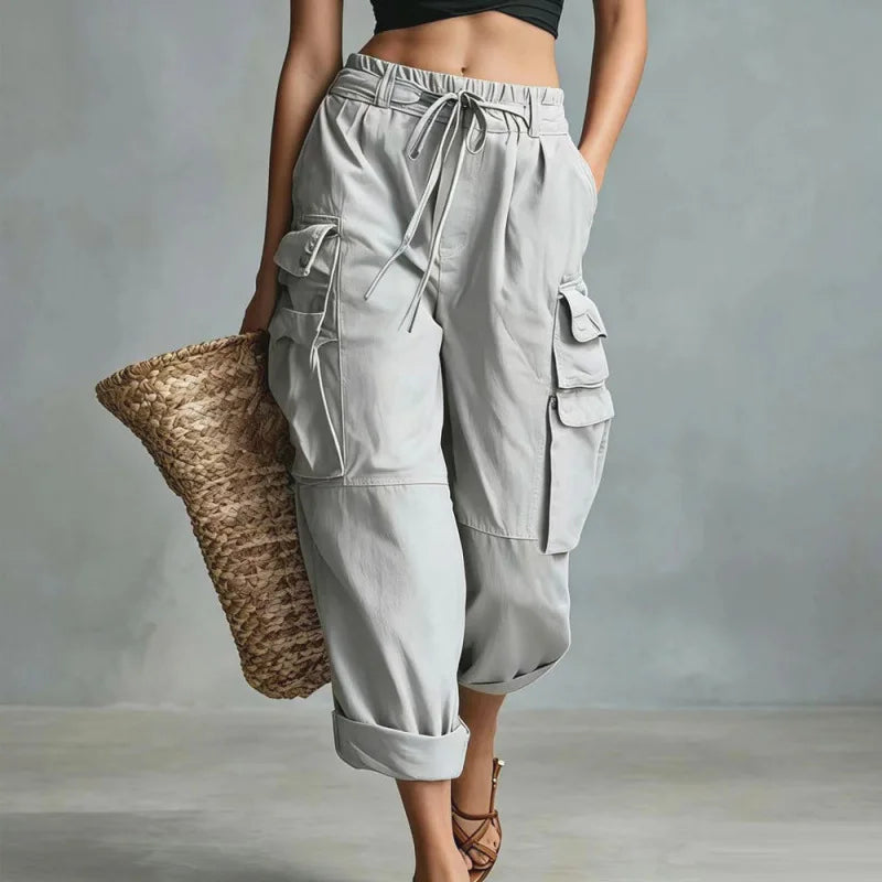 Stylish Wide Leg Cargo Pants for Women with Plus Size Flowy Style