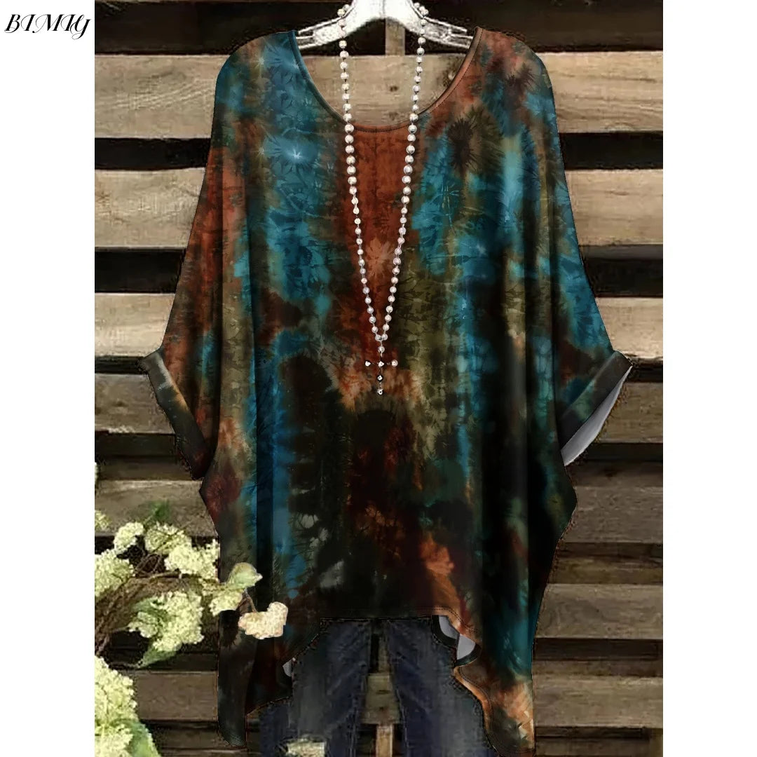 Hope | Women's Floral Crew Neck Short Sleeve Bohemian Tunic