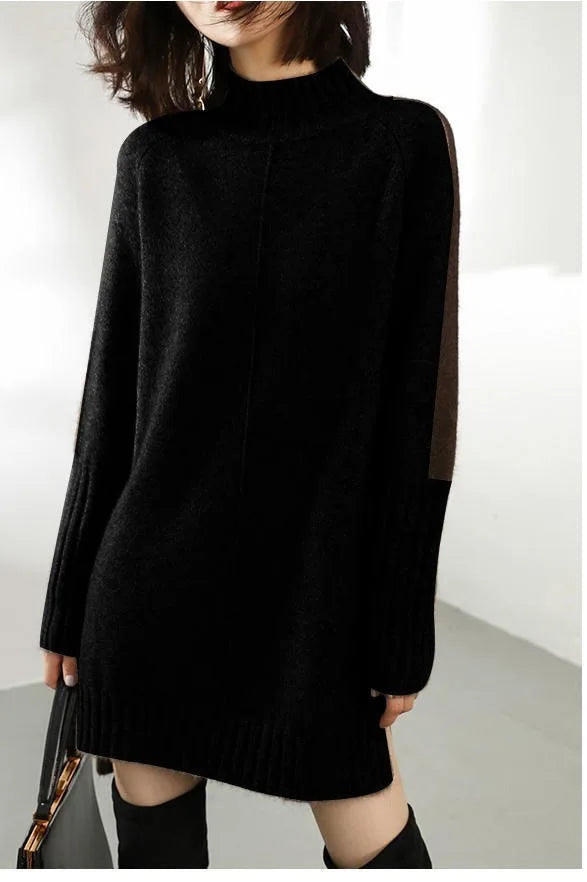 Lottie | Women's High Neck Relaxed Longline Sweater Dress