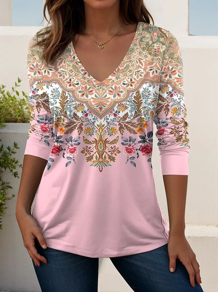 Madeline | Women's V Neck Long Sleeve Casual T Shirt
