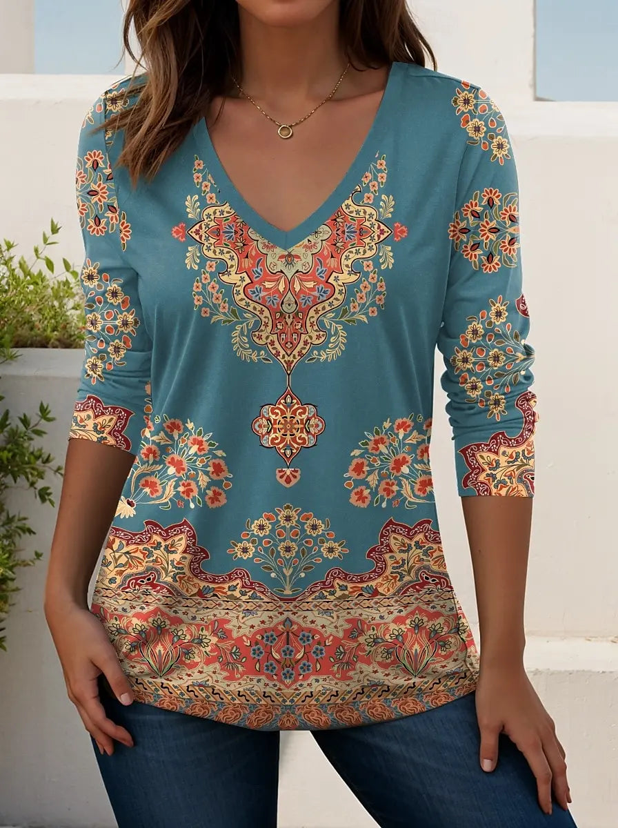 Madeline | Women's V Neck Long Sleeve Casual T Shirt