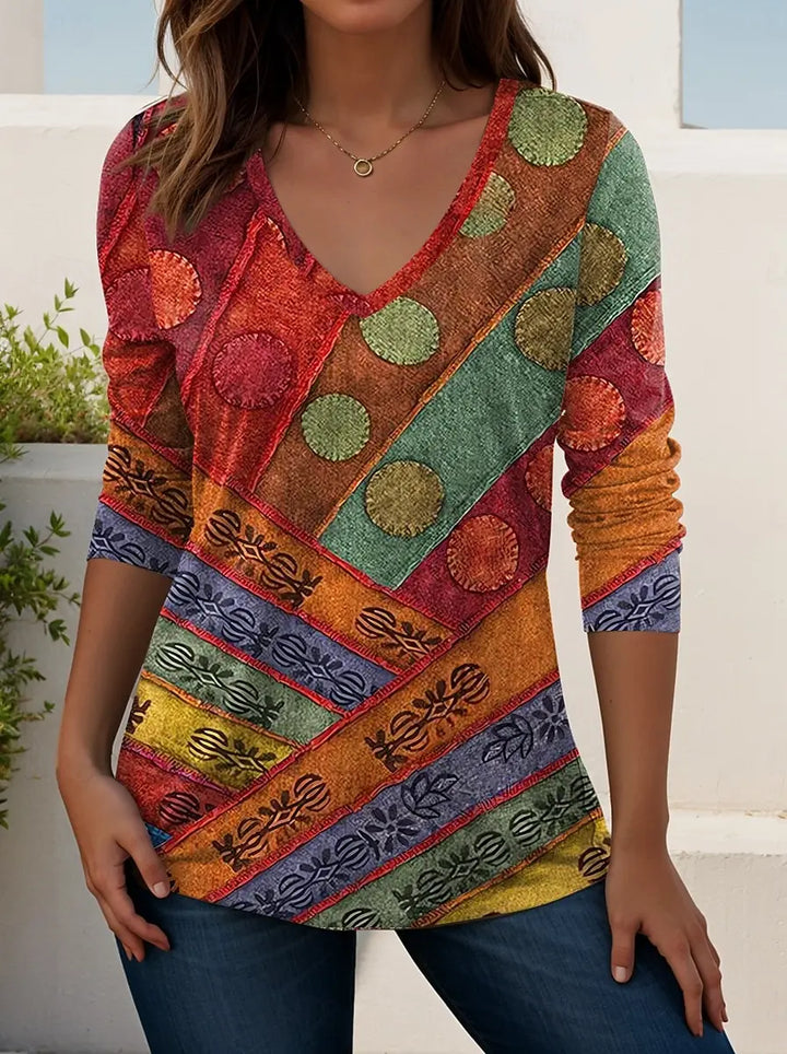 Madeline | Women's V Neck Long Sleeve Casual T Shirt