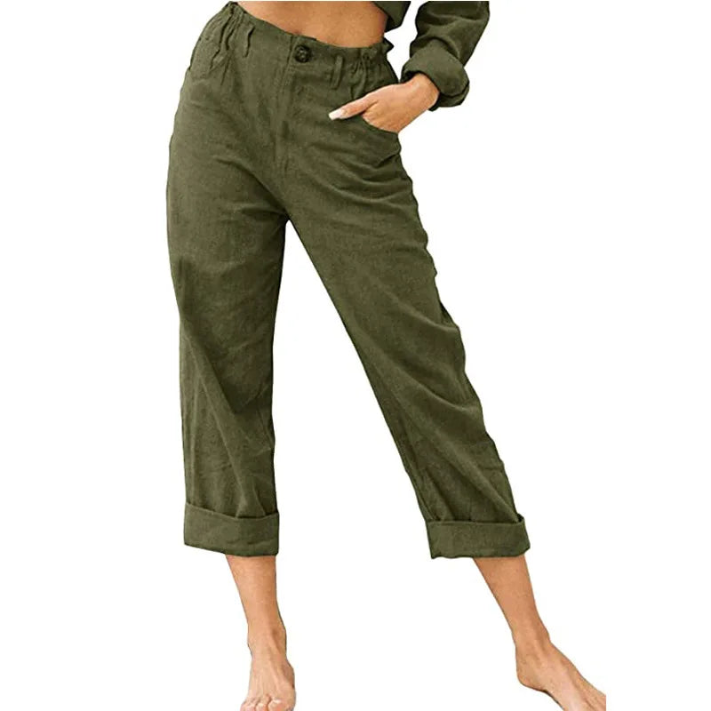 Stylish Linen Trousers for Women with Plus Size Flowy Casual Style