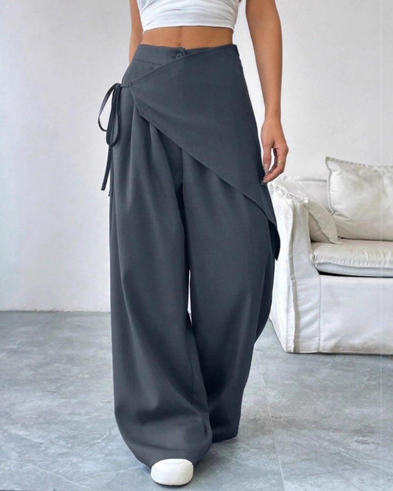 Celestria | Women Wrap Overlay Palazzo Pants