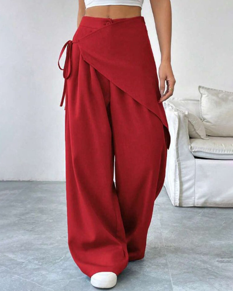 Celestria | Women Wrap Overlay Palazzo Pants