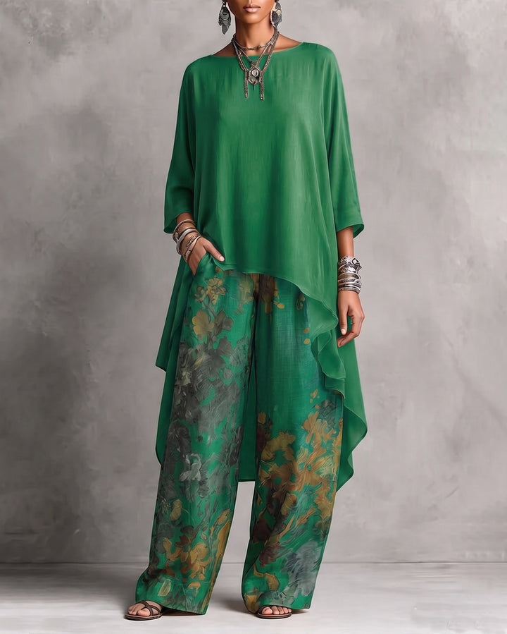 Elfgifu | Women High Low Palazzo Pants Set