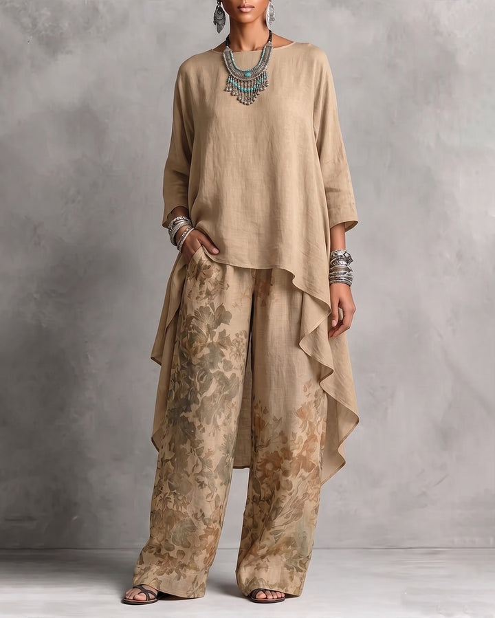 Elfgifu | Women High Low Palazzo Pants Set