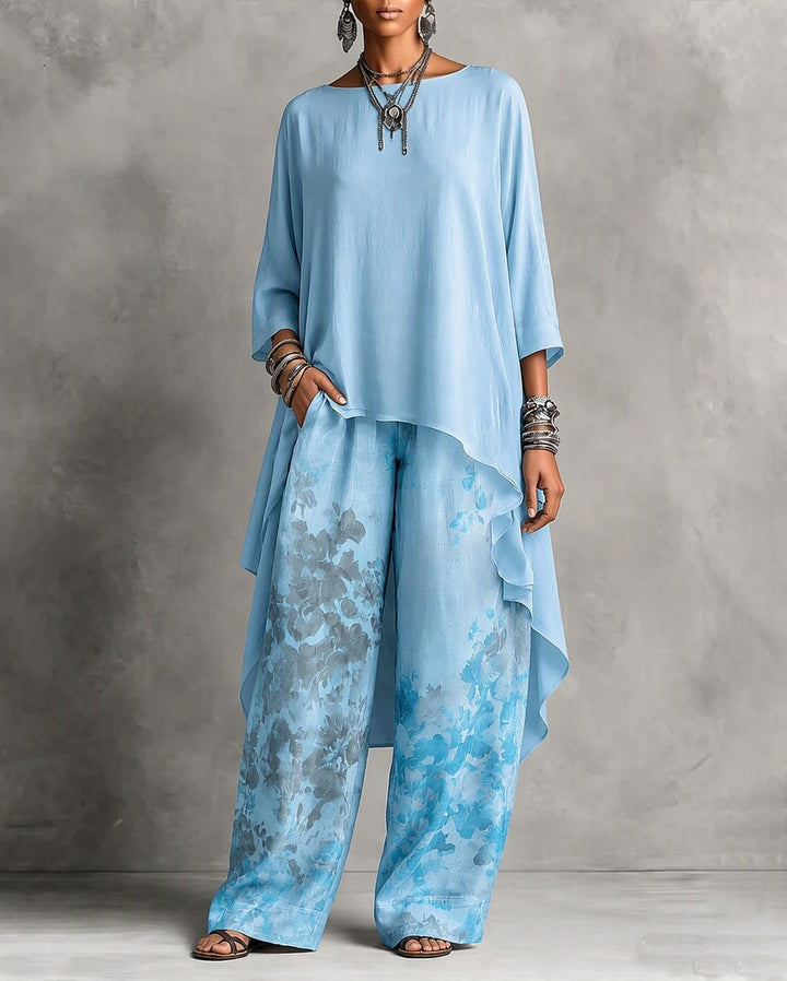 Elfgifu | Women High Low Palazzo Pants Set