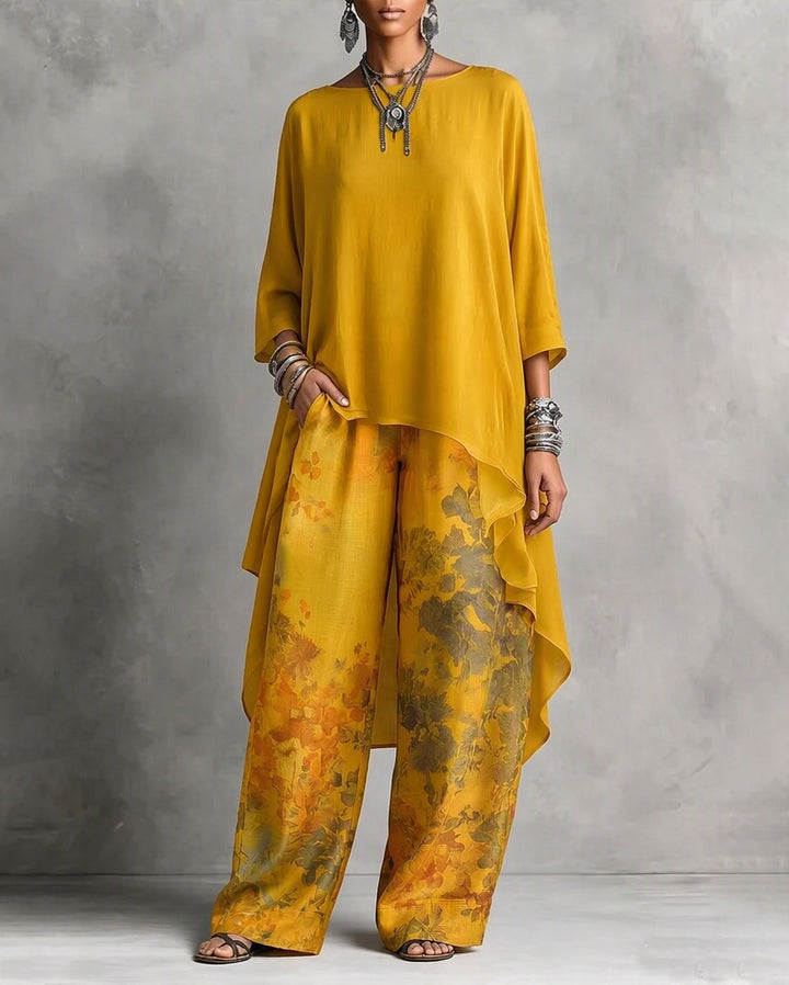 Elfgifu | Women High Low Palazzo Pants Set