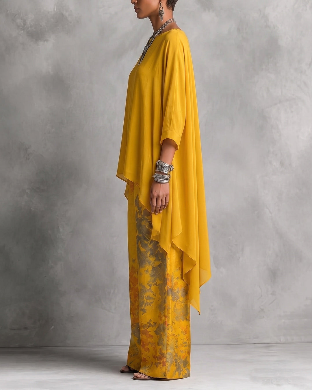 Elfgifu | Women High Low Palazzo Pants Set