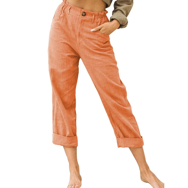 Stylish Linen Trousers for Women with Plus Size Flowy Casual Style